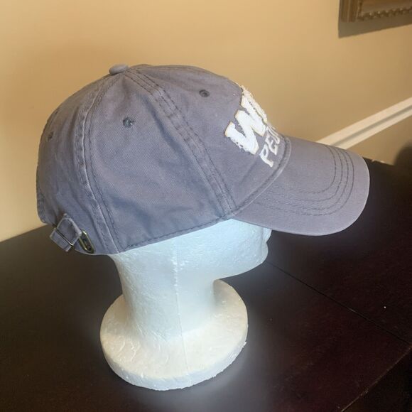 Wine People Hat Ball Cap New Orleans We People Distressed Gray Buckle Back - Picture 6 of 9